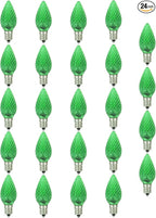 Sunlite 40459 LED C7 Holiday Decorative Light Bulb, 0.4 Watts, E12 Candelabra Base, Faceted Christmas-Lights; Nightlight, Green 24 Count