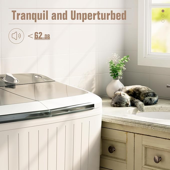 Bonusall Portable Washing Machine， 16 lbs Mini Washer and Spin Dryer Combo, Built-in Gravity Drain,Compact Laundry Washer with Drain Pump & Timer Control for Apartments, Dorms, RVs-Gray