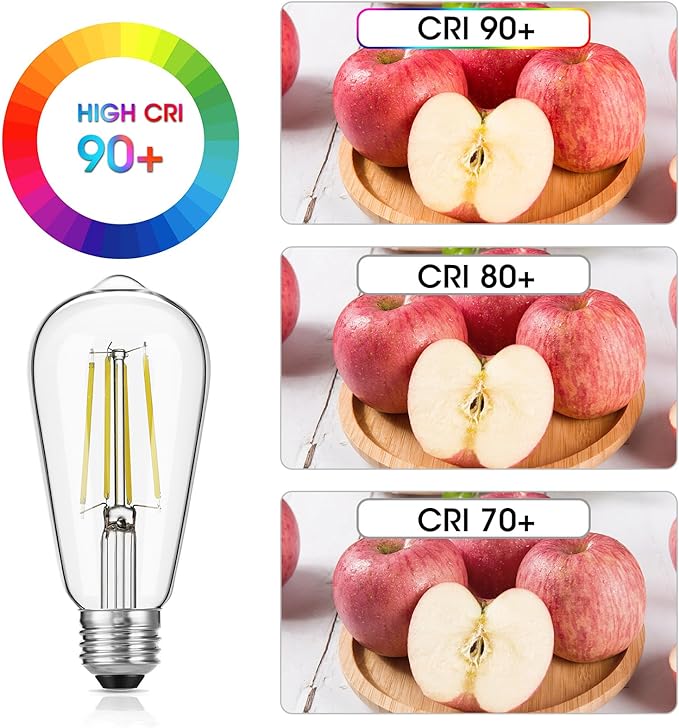 Dimmable Vintage LED Edison Bulb 60W Equivalent, 6W 750Lumens Edison Light Bulbs 5000K Daylight White, ST58 Antique LED Filament Bulb CRI 90+, E26 Medium Base, Clear Glass, Pack of 24