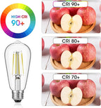 Dimmable Vintage LED Edison Bulb 60W Equivalent, 6W 750Lumens Edison Light Bulbs 5000K Daylight White, ST58 Antique LED Filament Bulb CRI 90+, E26 Medium Base, Clear Glass, Pack of 24