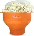 The Original Salbree Collapsible Silicone Microwave Popcorn Popper Maker Machine, Microwavable Bowl Holds 16 Cups, Uses Hot Air and Oil Always Optional - The Most Colors Available (Orange)