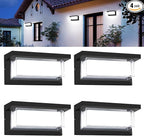 4 Pack 6000K Outdoor Porch Lights, 18W 1800LM LED Wall Lighting, IP65 Waterproof Rustproof Aluminum Modern Exterior Fixtures for Front Door, Patio, Backyard