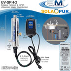 APPLIED MEMBRANES INC. Solapur Ultraviolet Water Purifier UV Sterilizer Filter for Point of Use Drinking Water Purification | 2 GPM | Helios Series UV-SPH-2