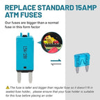 NuIth Manual Reset 15A Mini Fuse Circuit Breakers, E73 Low Profile ATM Circuit Breaker Blade Fuse DC 28V Resettable Standard Blade Fuses for Car Truck RV Marine (2PCS-15A)