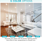 LUXRITE 16-Pack 4 Inch LED Recessed Can Lights, 14W=75W, 5 Color Options 2700K-5000K, 950 Lumens, Dimmable LED Retrofit Kit, Wet Rated, IC Rated, Recessed Ceiling Lights, ETL Listed, Baffle Trim