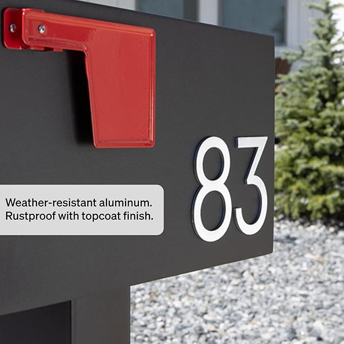 Adoorn 4 Inch Mailbox Numbers - Number 7, Silver Color, Each Sold Individually, Premium Metal Self Stick Address Numbers, Weatherproof Mailbox Numbers for Outside