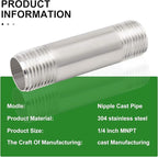 TAISHER 4PCS Stainless Steel Pipe Fittings, 1/4" NPT x 1/4" NPT Male Threaded, 2" Length Nipple Cast Pipe