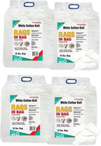 Recycled White T-Shirt Cleaning Cloths (10 lbs. Bag - Pack of 4) – Shop Rags Bulk for Oil, Stain, Grease, Paint, and Auto Cleaning, Multipurpose White Cotton Rags
