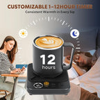 Coffee Mug Warmer & Mug Set for Desk, 36W Mug Warmer with Temperature Display, 1-12H Timer & 6 Temperature Settings, Fast Heating, Auto Shut Off, Smart Coffee Cup Warmer for Coffee (Black Set)