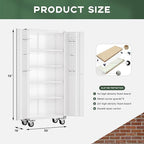 Greenvelly White Metal Storage Cabinet with Wheels and Pegboard, 72" Steel Garage rolling Cabinet with Doors and 4 Shelves, Tall Locking Cabinets Tool Lockable Storage Cabinets for Garage, Home Office