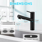 CREA Kitchen Bar faucets,Black Kitchen Sink Faucet Pull Out Sprayer Utility Small Prep Wet Bar Single Handle Hole,Commercial Modern rv Sink Low Arc Faucet Outdoor Laundry