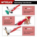 Wostore Tube Bender Kit with Reverse Bend Includes 1/4-7/8 Sizes Refrigeration Ratcheting Tubing benders Hand Tool Color Aluminium Alloy Replacement Head