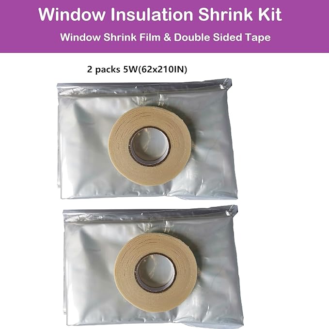 Indoor Window Insulation Kit, Clear Window Film for Heat and Cold (10 Windows(62x420))