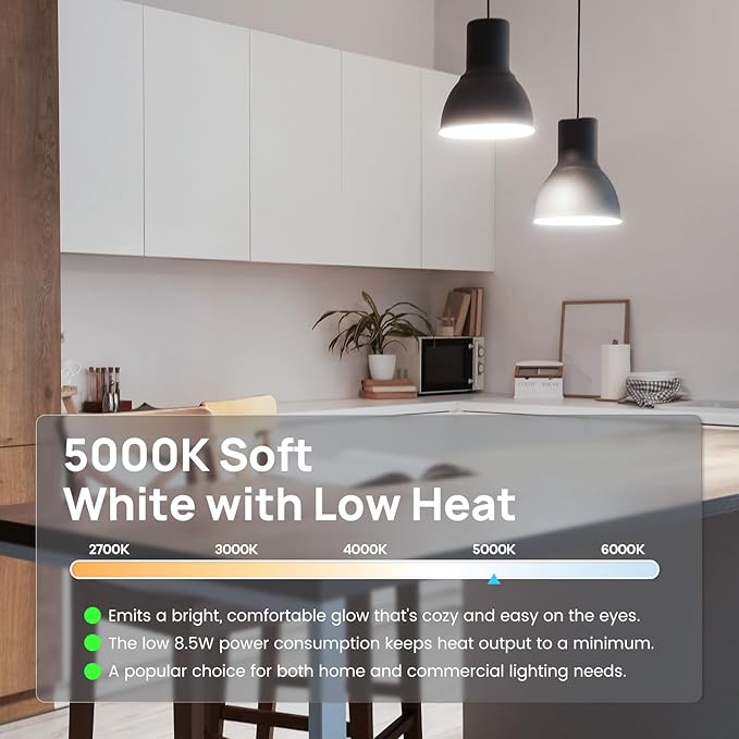 Consciot A19 LED Light Bulbs Dimmable,60W Equivalent,5000K Daylight White,9W 800 Lumens,E26 Standard Base,UL Listed,Lighting for Bedroom Living Room Home Office,5 Packs