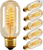 Edison Bulbs,6-Pack Vingtage Filament Light Bulb,T45 2700K Warm Light 40 Watt,110V-130V E26/E27 Base Dimmable Decorative Antique Screw Light Bulbs for Home Lighting Fixtures