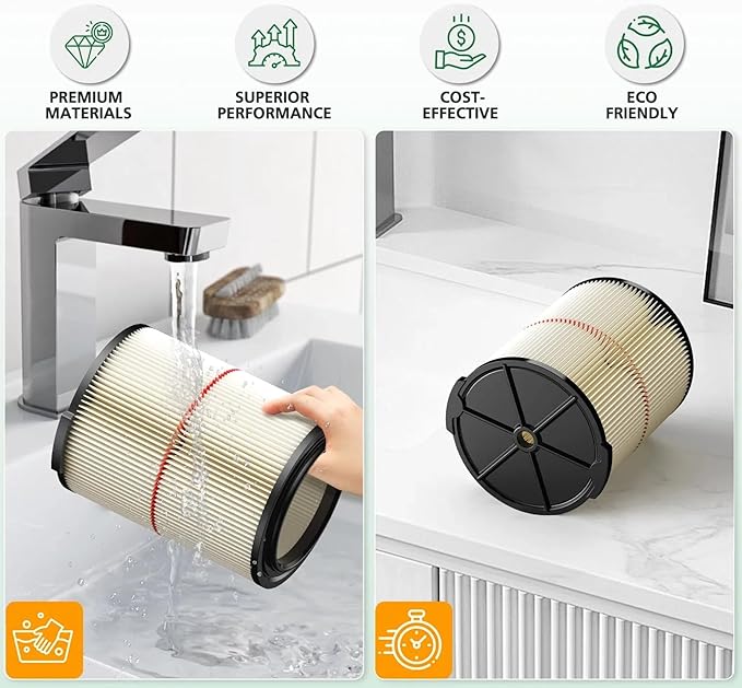 1 Pack Replacement Cartridge Filter Compatible with Craftsman 17816 9-17816 Wet Dry Vac fit 5/6/8/12/16/32 Gallon & Larger Vacuum Cleaner