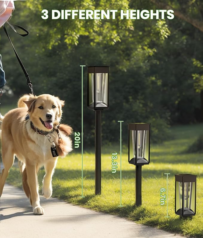 Bright Solar Lights Outdoor Waterproof IP65, 2-in-1 Warm&Cool Solar Pathway Lights, 6 Pack Auto On/Off Path Lights Solar Powered, Long Lasting Outside Yard, Patio, Garden, Landscape Lighting