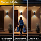 2 Pack Motion Sensor Outdoor Wall Lights, Dusk to Dawn Up & Down Sconces with E26 Dimmable LED Bulbs, Black Aluminum Porch, Patio, Garage,Front Door Lighting Fixtures, ETL Listed