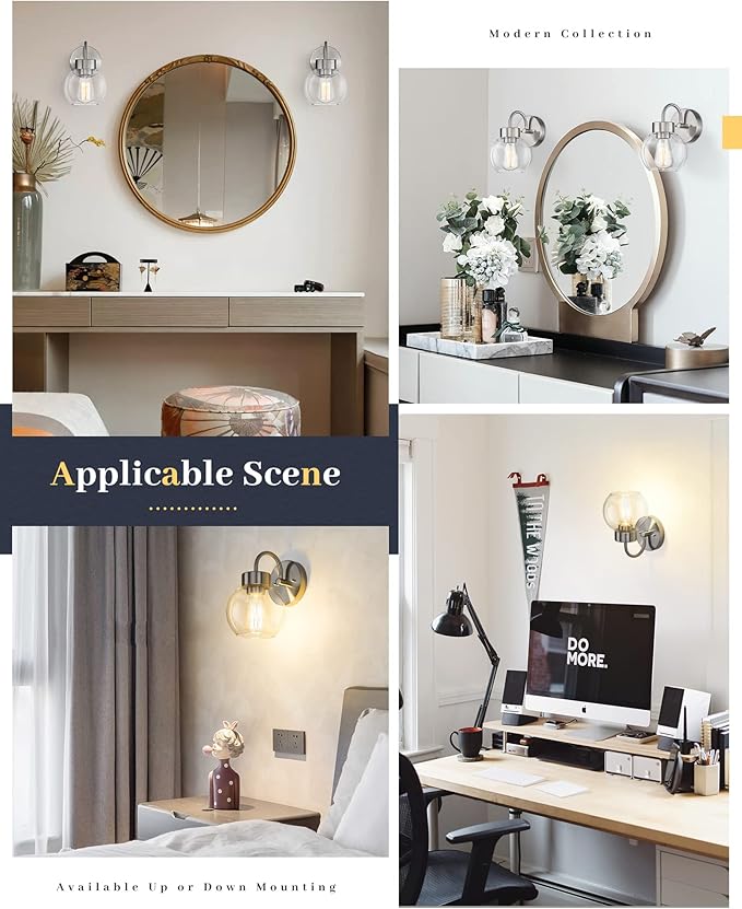 EAPUDUN Bathroom Light Fixtures Over Mirror, 1-Light Brushed Nickel Wall Sconces, Modern Vanity Light Porch Lamp, Hallway,Bedroom, Living Room Lighting Fixtures