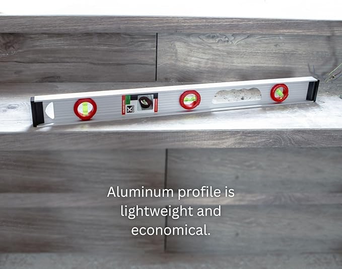 Kapro - 130 Project I-Beam Level - Features V-Groove, Horizontal, Vertical + 45° Vials - Aluminum Frame + Handle + ABS End Caps - 24 Inch