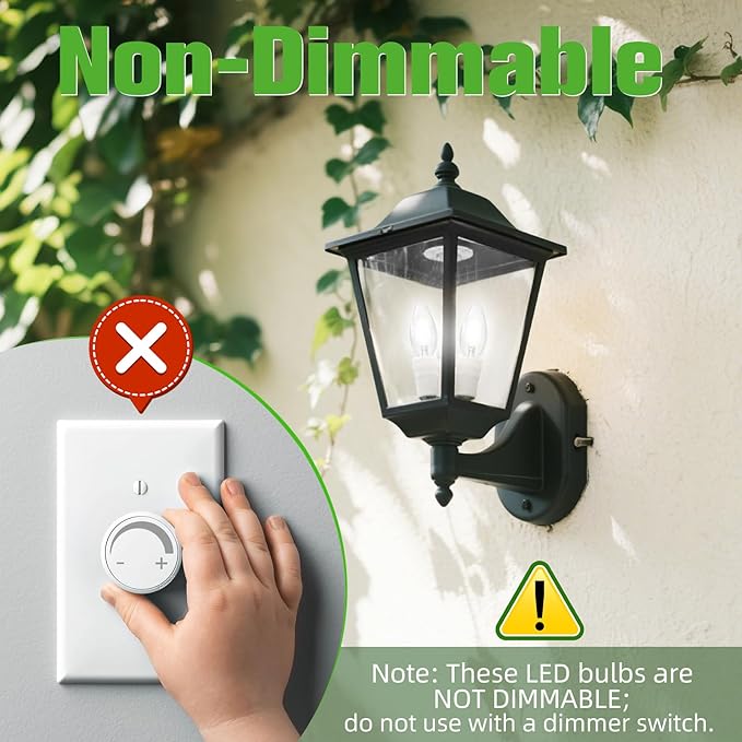 E26 Base LED Candelabra Bulb, 5000K Daylight, 6W, 60 watt Equivalent, E26 LED Bulb Non-Dimmable, B10 Chandelier Candle Light Bulbs, 90+CRI, 600LM, Cear Glass, 12 Pack