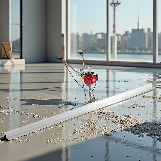 1.4HP Concrete Power Screed with 10ft & 14ft Aluminum Boards, Vibrating Screed Concrete Tool 8000RPM with Adjustable armrests and brackets for Construction