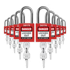 TRADESAFE Lockout Tagout Locks Set - 10 Red Loto Locks, Lockout Locks Keyed Different, 2 Keys Per Lock, OSHA Compliant Lock Out Tag Out Padlocks, Safety Padlocks for Electrical Lockout Tag Out Kits