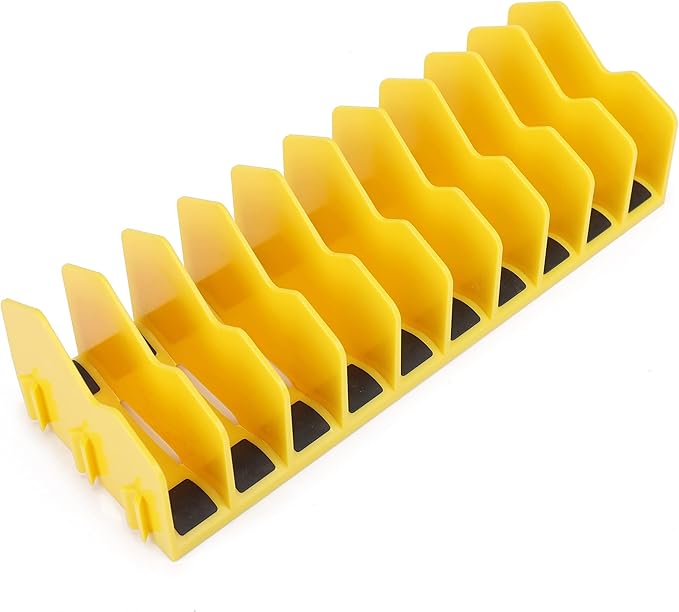 HURRICANE Pliers Organizer Rack - 10-Slot Extendable Tool Organizer, Non-Slip Rubber Base, Yellow, Fit 3" H, 1 Pack