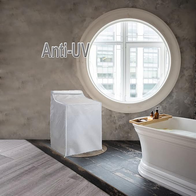 Ericlin Washer and Dryer Covers,Top Load Washing Machine Cover Laundry Dryer Protect Cover Dustproof Waterproof Zipper Design for Easy Use Fit for Most Front-loading Machine(W29D28H43in) (Silve)
