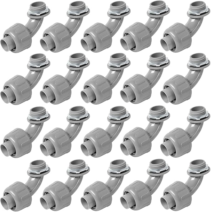 (20 Pack) Yariwiz 3/4 Plastic Liquid Tight Conduit 90 Degree Elbow