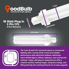 GoodBulb 18 Watt CFL Light Bulbs 2 Pin G24D-2 Base 6500K Full Spectrum 18W High Output 1200 Lumens Double Tube Compact Fluorescent Light Bulbs Plug-in 10 Pack