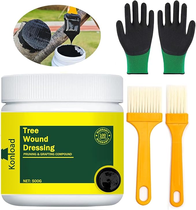 Tree Pruning Sealer with Brushes/Gloves, 500G Tree Wound Dressing Ready-to-Use Tree Protective Seal for Trees, Shrubs, Roses
