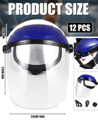 12 Pack Safety Face Shield for Grinding and Cutting, Full Impact Resistant Face Shield Mask for Work Chemical Woodworking (Blue)