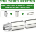 TAISHER 2PCS Stainless Steel Pipe Fittings, 1" NPT Female x 1" NPT Female Threaded, 2" Length Thickened Nipple Cast Pipe