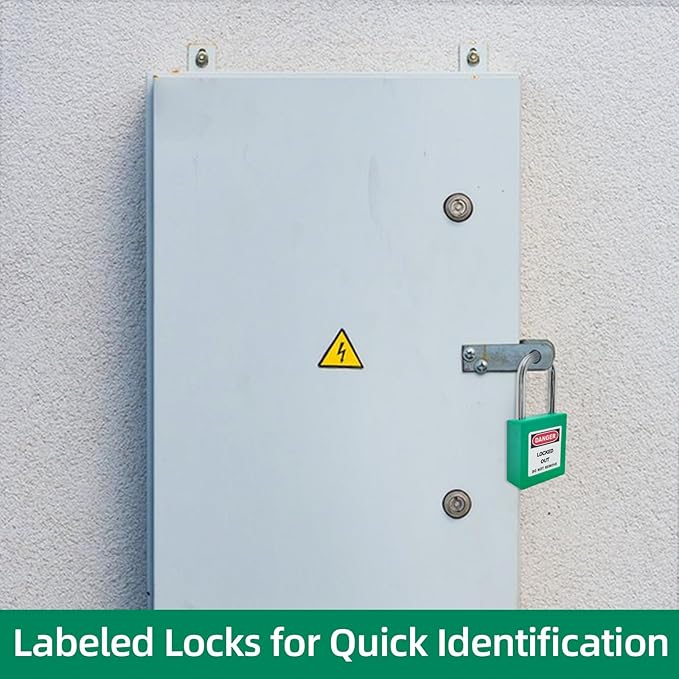 5pcs Green LOTO Locks Set - Keyed Different, 2 Keys Per Lock, OSHA Compliant, Safety Padlocks for Electrical Lockout Tag Out Kits