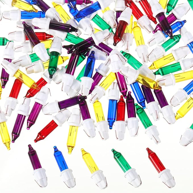 Mudder 60Count 2.5V Christmas 50/100/150/200 Count Mini Incandescent Wire Replacement Bulbs Indoor/Outdoor Christmas Lights Decor for Home Xmas Tree (White Base with Fresh Bulb)