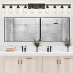 10 Light Bathroom Vanity Lights Over Mirror, 65.4inch Black Vanity Lights Fixtures Matte Black Modern Vanity Lights Black Bathroom Wall Lighting for Mirror Bedroom,Living Room