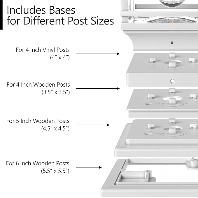 Davinci Lighting Edison Solar Outdoor Post Cap Lights - 4x4 5x5 6x6 - Bright LED Light for Fence Deck Garden or Patio Posts - Pearl White (2 Pack)