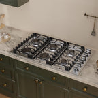 Empava 36 in. Gas Stove Cooktop 6 Italy Sabaf Sealed Burners NG/LPG Convertible in Stainless Steel, 36in