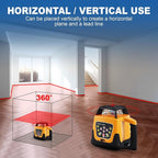Automatic Self Leveling Rotary Laser, 500m Red Cross Line Laser, 360 Degree Rotating Horizontal & Vertical Laser Level Kit, IP67 Transit Level (Rotary Laser Level Kit)