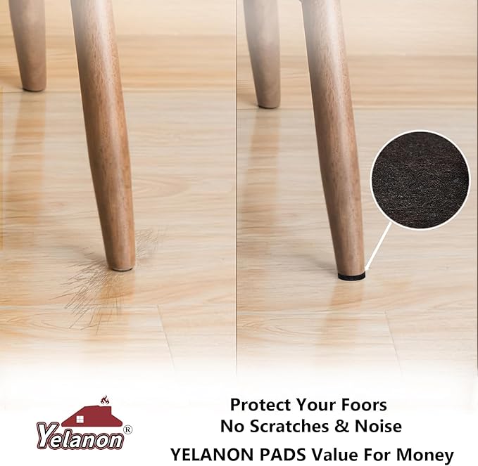 Yelanon Felt Furniture Pads for Hardwood Floors -24 Pcs 2.5" Premium Felt Pads for Chair Legs, Floor Protectors for Furniture, Brown