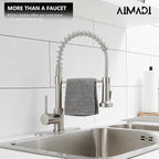 Kitchen Faucets with Deck Plate AIMADI,Contemporary Single Handle Stainless Steel Brushed Nickel Pull Down Kitchen Sink Faucets