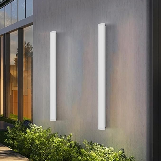 Aipsun 2 Pack Outdoor Wall Lights, LED Exterior Light Fixtures Wall Mount, Modern Porch Lights Wall Sconce, Long LED Linear Outside Lighting for Garage, Front Door 3000K