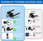 Amerdeco 3 Pack Matte Black Passage Door Handles,Heavy Duty Non-Locking Door Lever for Hall, Closet,Office Area, Shopping Malls AM0027