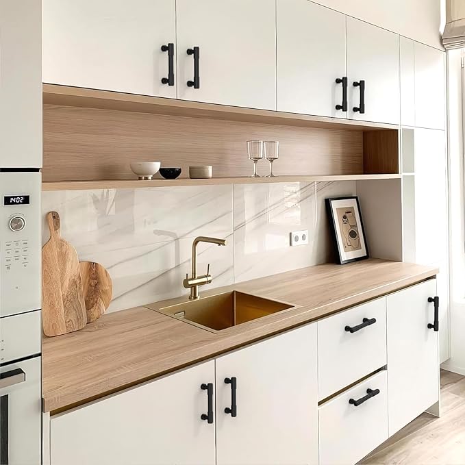 10 Pack Matte Black Cabinet Pulls 3 Inch(76mm) Kitchen Cabinet Handles Cabinet Hardware for Drawer Pulls