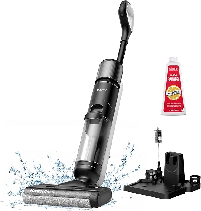 Ultenic Wet Dry Vacuum Cleaner, Cordless Vacuum Mop Combo with Self-Cleaning, 50min Runtime, Smart Mess Detection, Edge Cleaning, LED Display, 3-in-1 Floor Cleaner Machine for Hard Floor, AC1 Elite