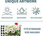Buffalo Plaid Daisy Magnetic Mailbox Cover - Spring Summer Floral Farmhouse Welcome - Standard Size 25.5 x 21 Inch Waterproof Post Box Wraps for Garden Yard Decor Outdoor