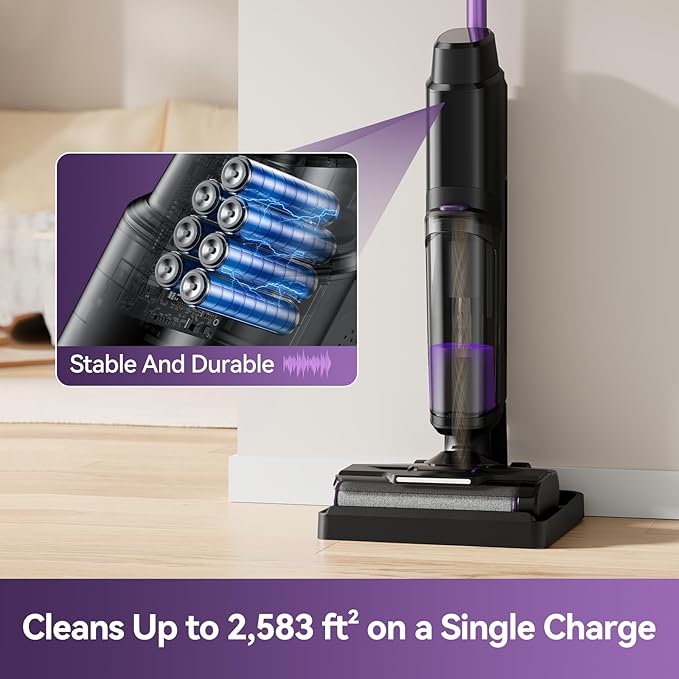 Twotoo Wet Dry Vacuum Cleaner,45Mins Runtime Cleaning Area 2,583 ft²,Cordless Vacuum Cleaner, Cordless Vacuum and Mop All in One,Self-Cleaning,for Hard Floors Sticky Messes and Pet Hair,W15 Set