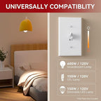 AIDA Toggle Slide Dimmer Switch for Dimmable LED Light/CFL/Incandescent 600 Watt max, Single-Pole or 3-Way, Rocker On/Off Wall Switch with Dimmer Slider, Wall Plate NOT Included, UL, White, 10 Pack