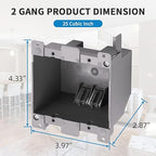100 PK Old Work Electrical Outlet Box 2 Gang, 25 Cubic Inch Plastic Remodel Drywall Junction Boxes, ETL Listed to UL514C and UL263, Fire Rated for Two Hours